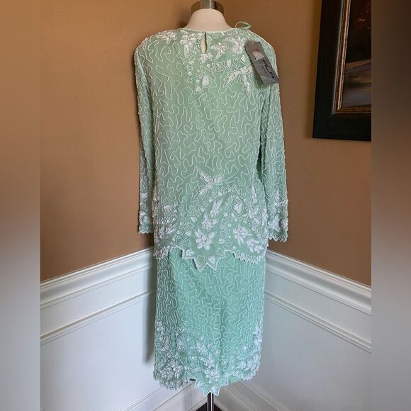 Scala Vintage Silk Beaded Dress Set NWT RARE L - Picture 4 of 8